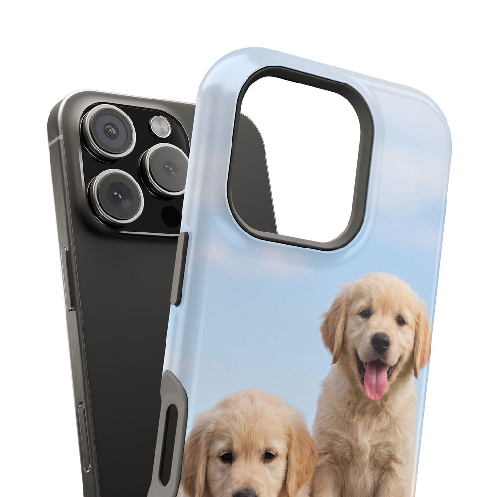 Golden Retriever Puppy Duo Phone Case — Impact-Resistant Wireless Charging Cover