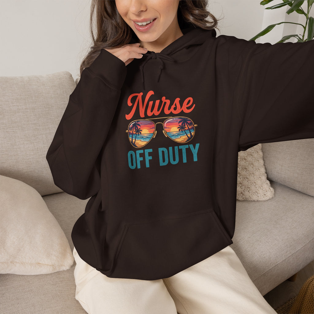 Nurse Off Duty Hoodie — Beach Vacation Nurse Graphic Pullover