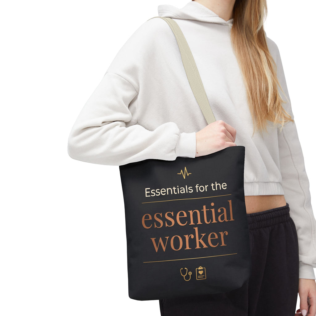 Essentials for the Essential Worker Tote | Healthcare Worker Gift Tote Bag | Nurse Doctor Appreciation Gift | Premium Polyester Carry-All