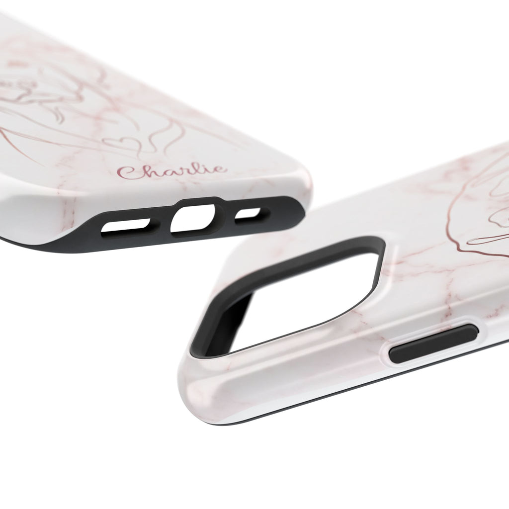 Personalized Rose Gold Marble Labrador Phone Case — Tough Magnetic Case with Wireless Charging