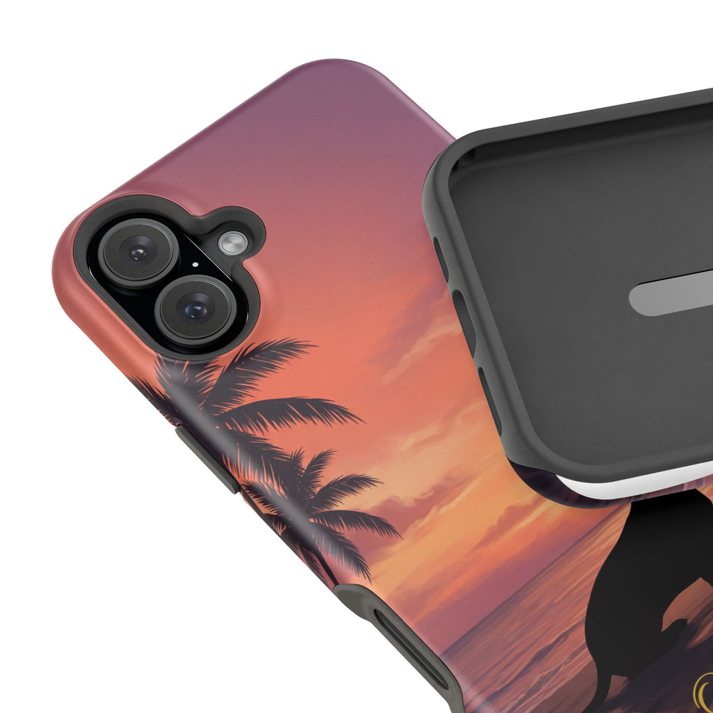 Personalized Dachshund Tropical Beach Sunset Phone Case — Wireless Charging Cover
