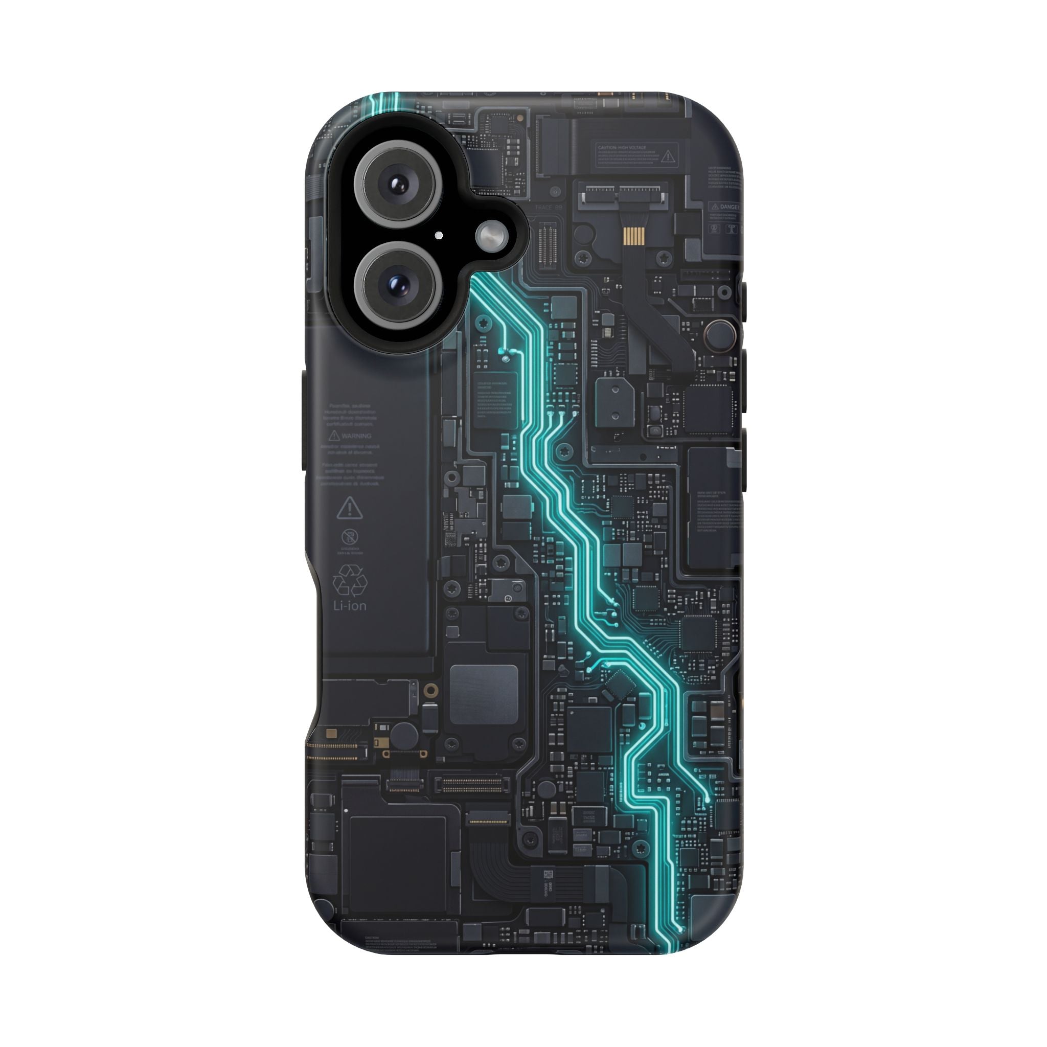 Cyan Bolt Electrician Phone Case — Electric Circuit Wireless Charging Cover