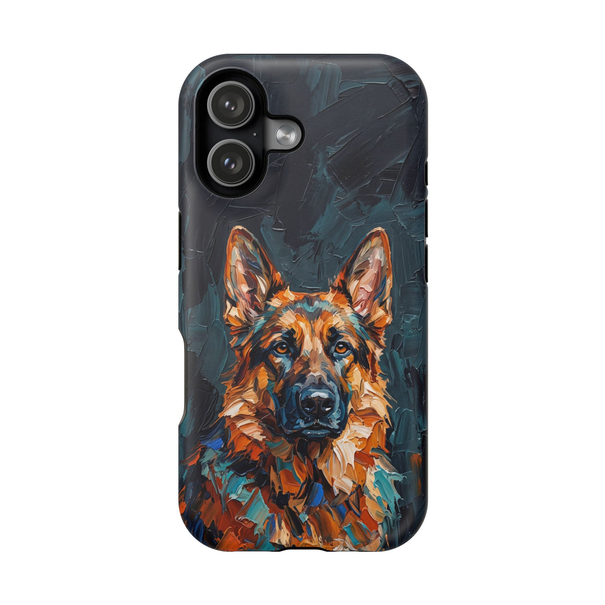 German Shepherd Phone Case | Palette Knife Painting Art — Tough Magnetic Case with Wireless Charging