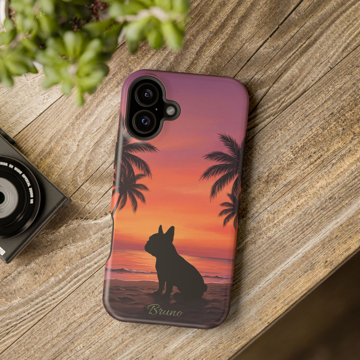 Personalized French Bulldog Tropical Beach Phone Case — Wireless Charging Cover