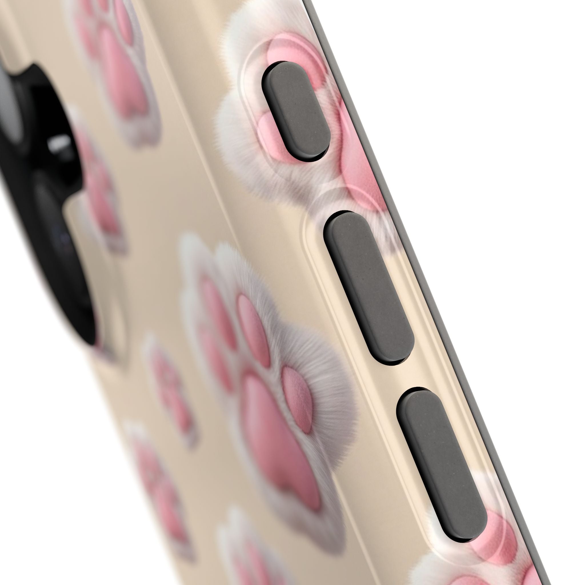 Pink Paw Print Phone Case — Impact-Resistant Wireless Charging Cover