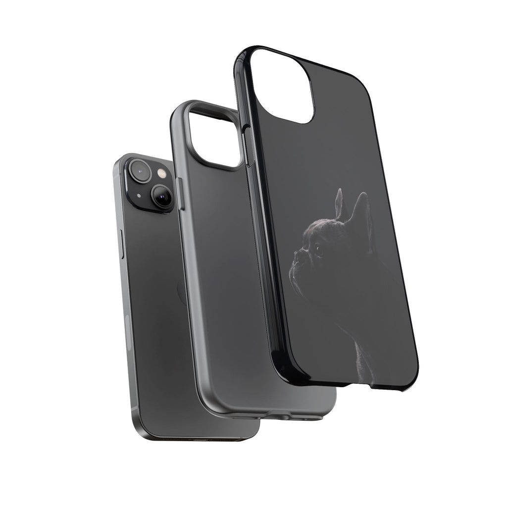 Silhouette French Bulldog Phone Case | Minimalist Black-on-Black Frenchie Profile | iPhone & Samsung