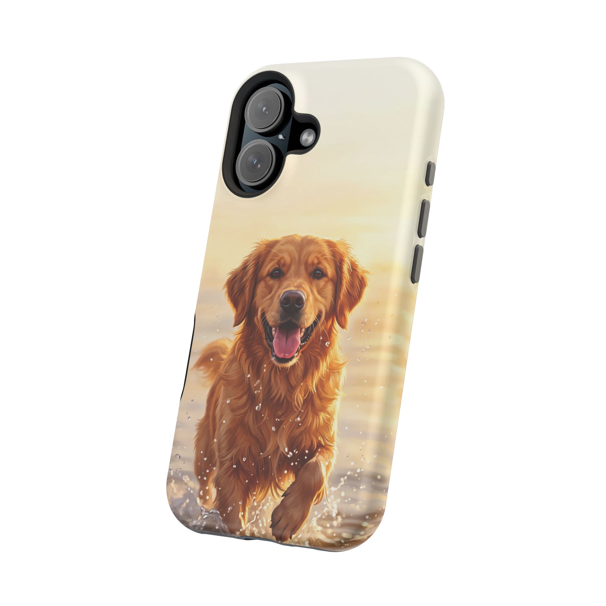 Beach Golden Retriever Phone Case — Impact-Resistant Wireless Charging Cover