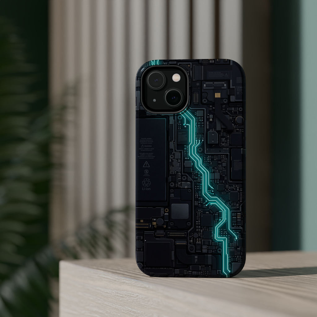 Cyan Bolt Electrician Phone Case — Electric Circuit Wireless Charging Cover