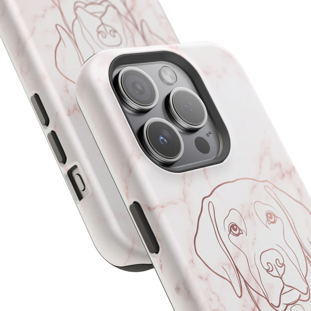 Personalized Rose Gold Marble Labrador Phone Case — Tough Magnetic Case with Wireless Charging