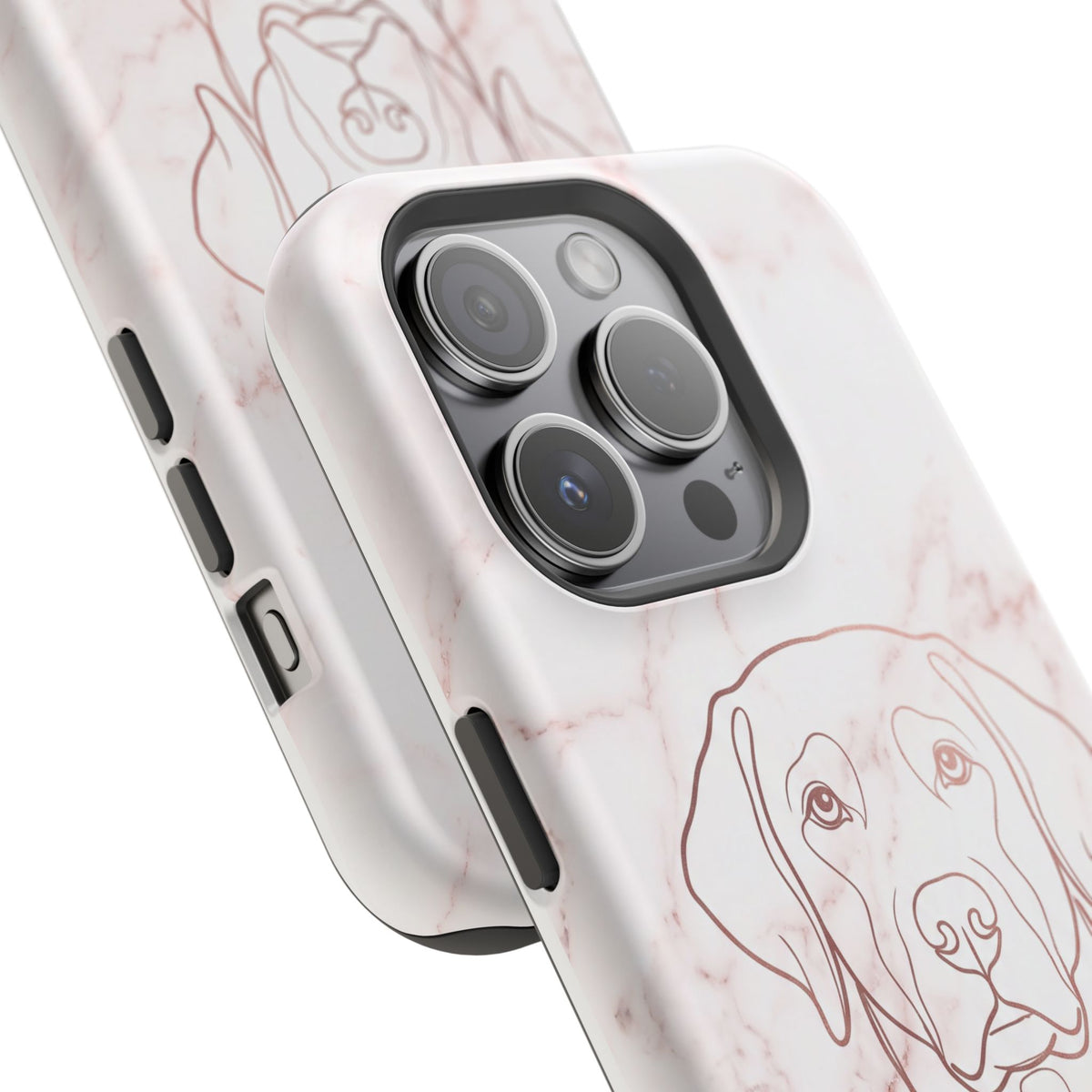 Personalized Rose Gold Marble Labrador Phone Case — Tough Magnetic Case with Wireless Charging