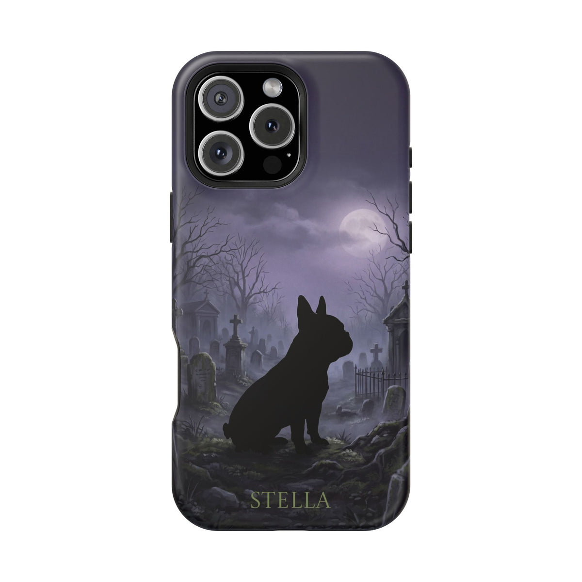 Personalized French Bulldog Moonlit Graveyard Phone Case — Wireless Charging Cover