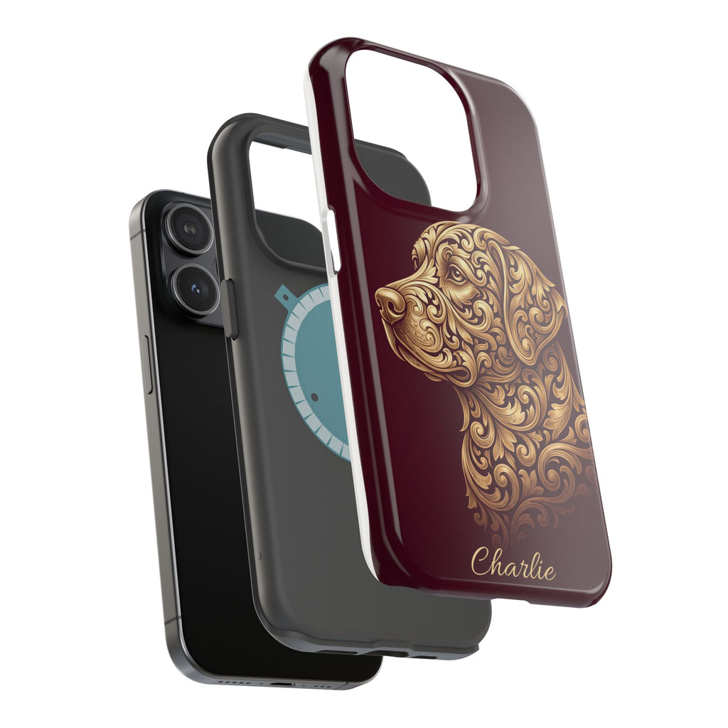 Personalized Gold Filigree Labrador Phone Case — Tough Magnetic Case with Wireless Charging