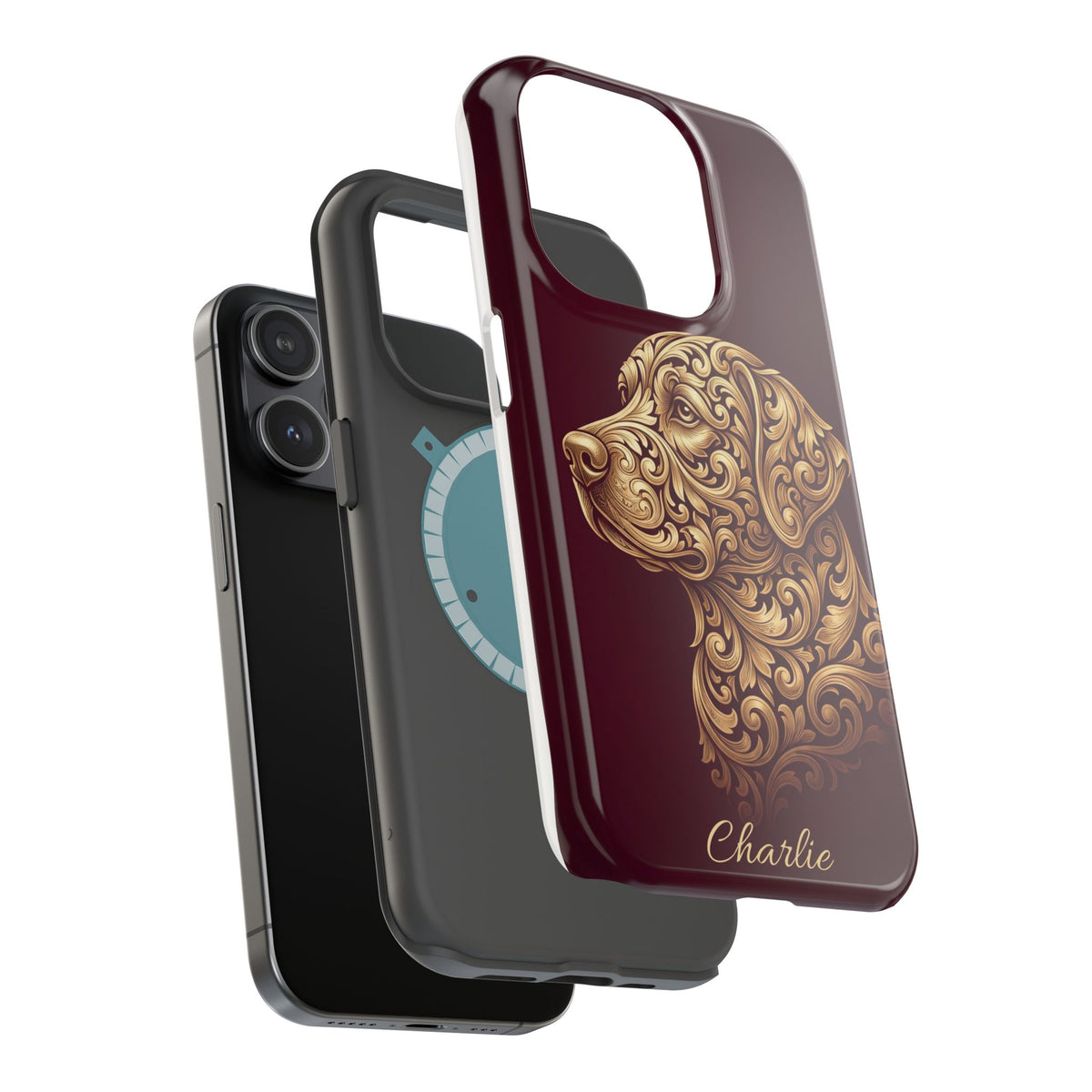 Personalized Gold Filigree Labrador Phone Case — Tough Magnetic Case with Wireless Charging