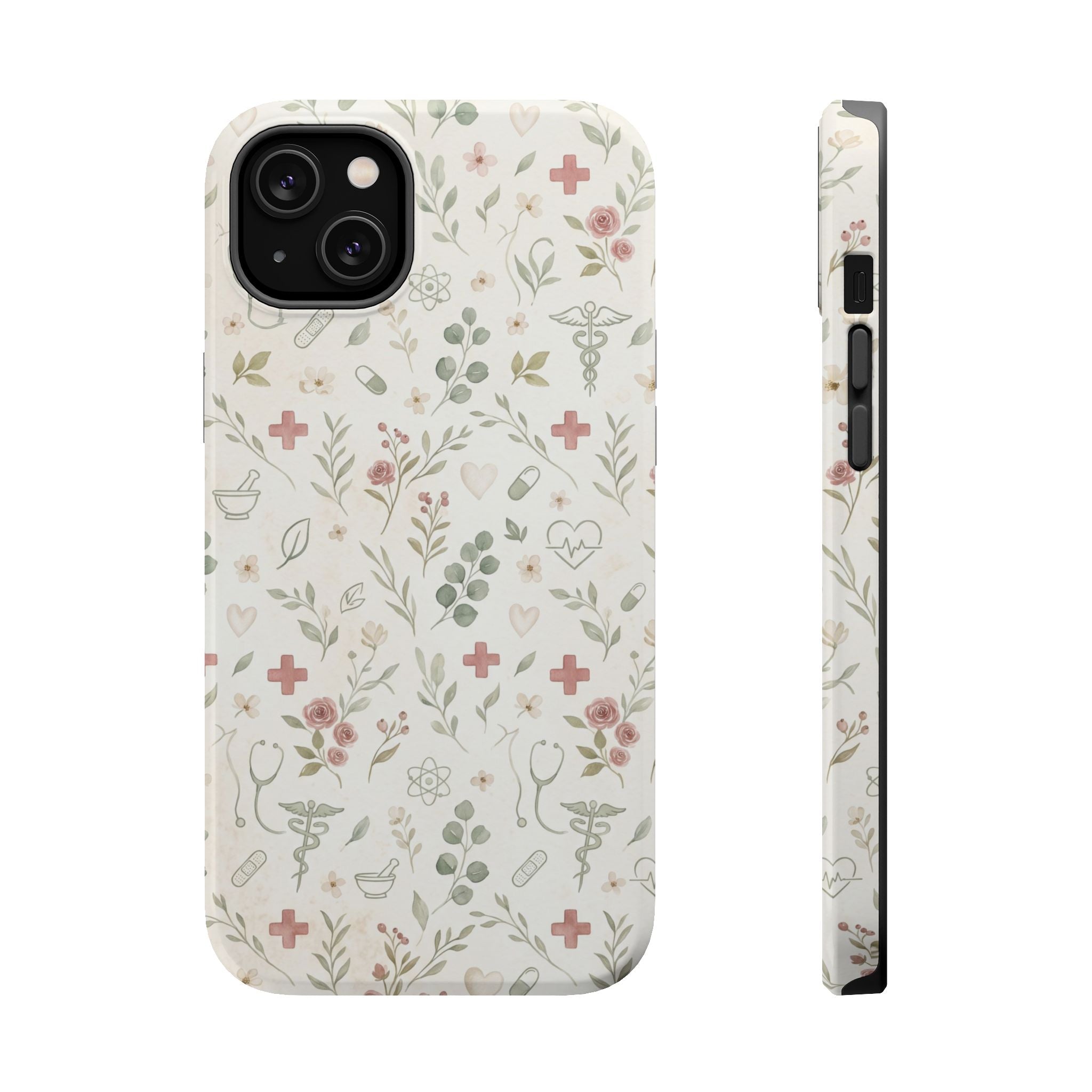 Floral Nurse Phone Case — Impact-Resistant Wireless Charging Cover