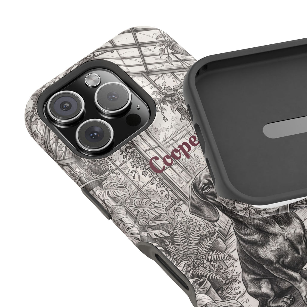 Personalized Dachshund Vintage Greenhouse Phone Case — Wireless Charging Cover
