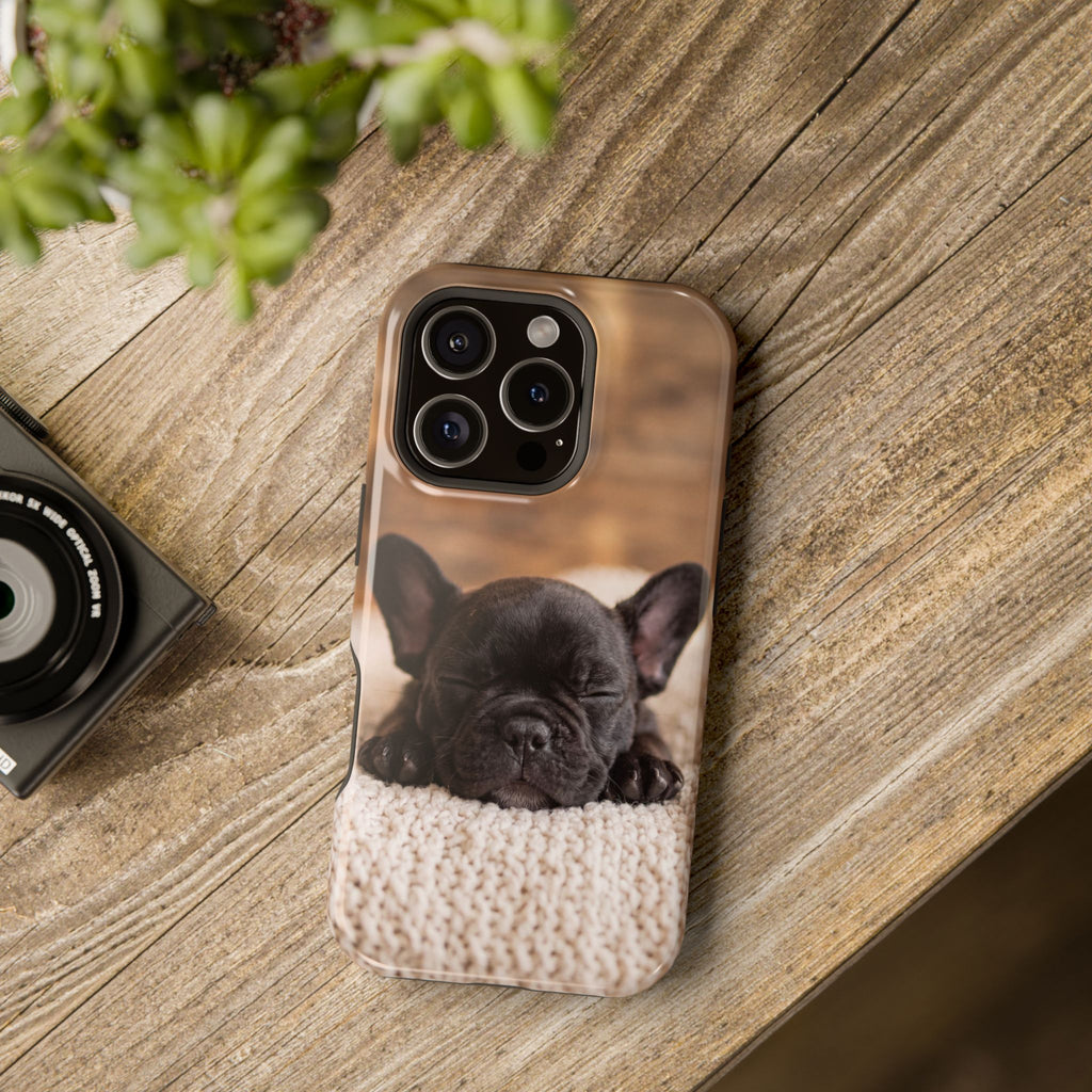 Sleepy French Bulldog Phone Case — Impact-Resistant Wireless Charging Cover