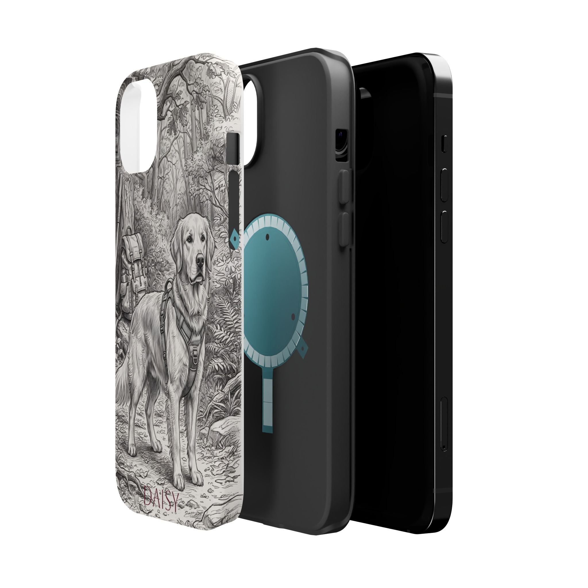 Personalized Golden Retriever Woodland Trail Phone Case — Wireless Charging Cover