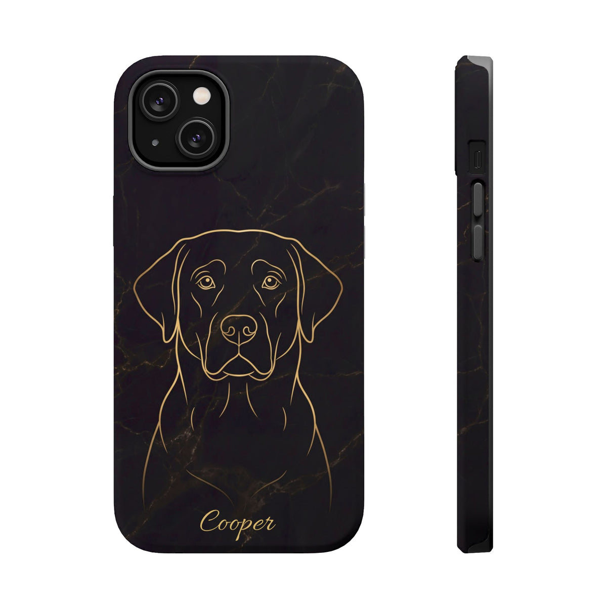 Personalized Gold Line Art Labrador Phone Case — Tough Magnetic Case with Wireless Charging