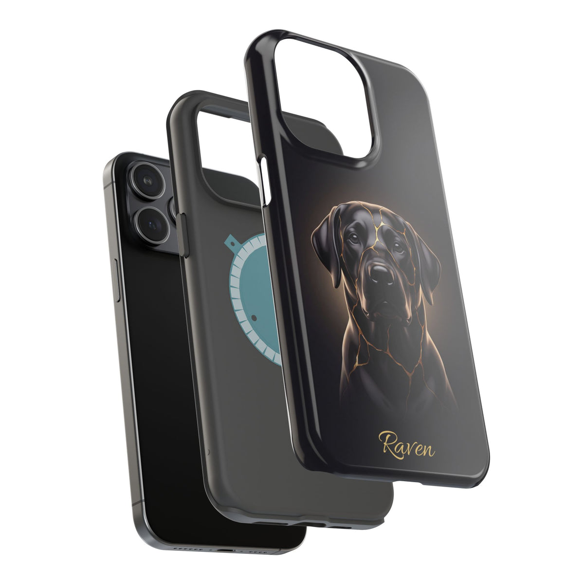 Personalized Obsidian Kintsugi Labrador Phone Case — Tough Magnetic Case with Wireless Charging