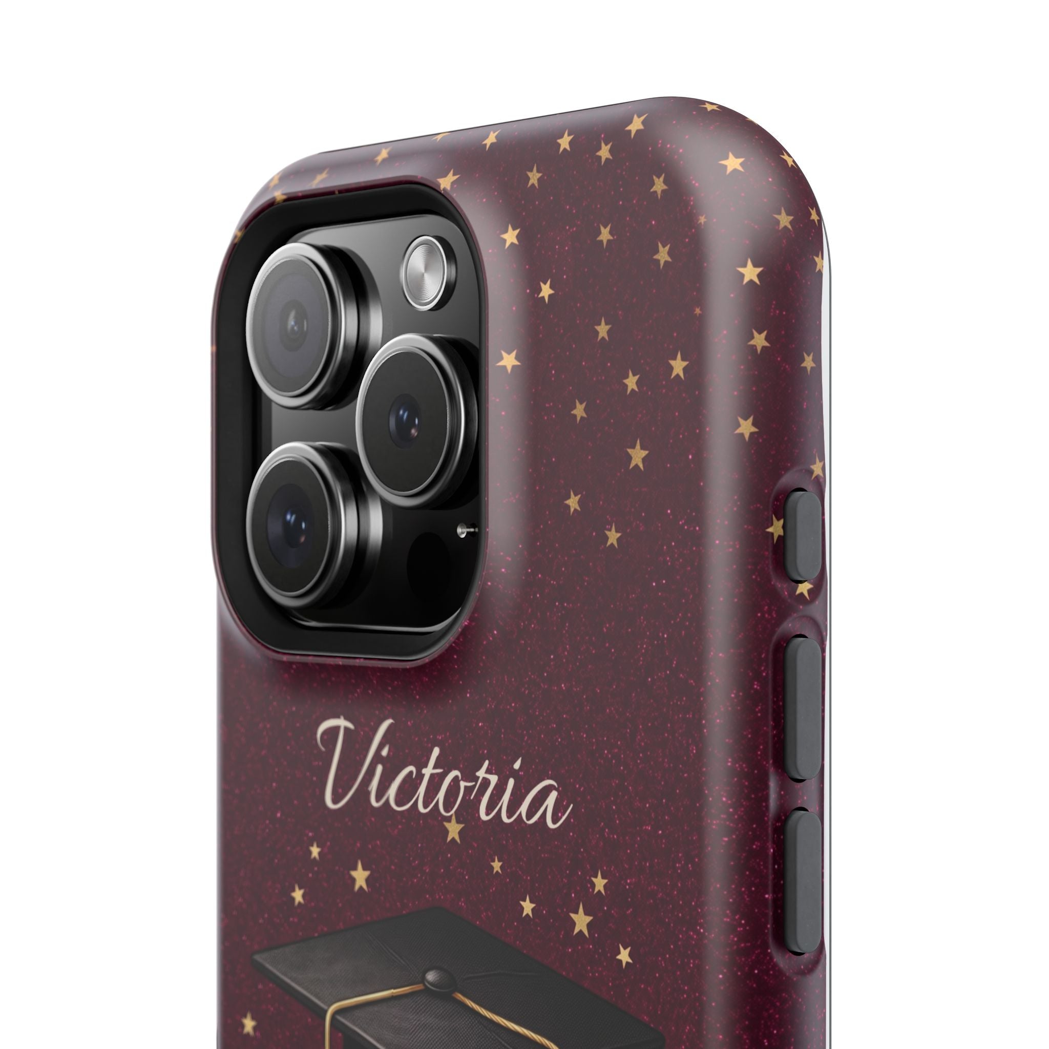 Graduation Cap & Books Personalized Teacher Phone Case — Wireless Charging Cover