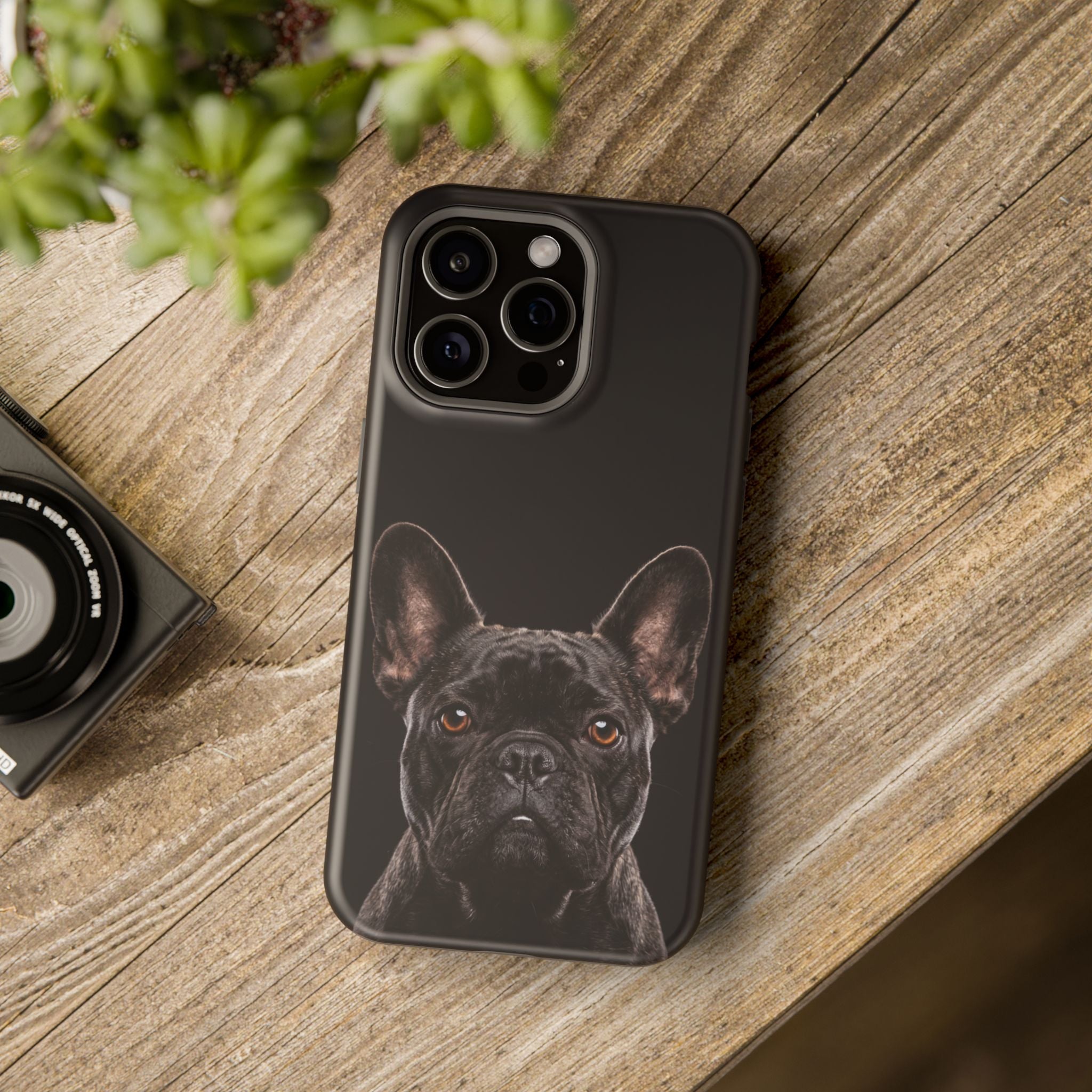 Black French Bulldog Phone Case — Impact-Resistant Wireless Charging Cover