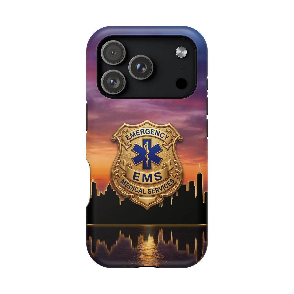 EMS Badge Sunset Skyline Phone Case — Magnetic Wireless Charging Cover