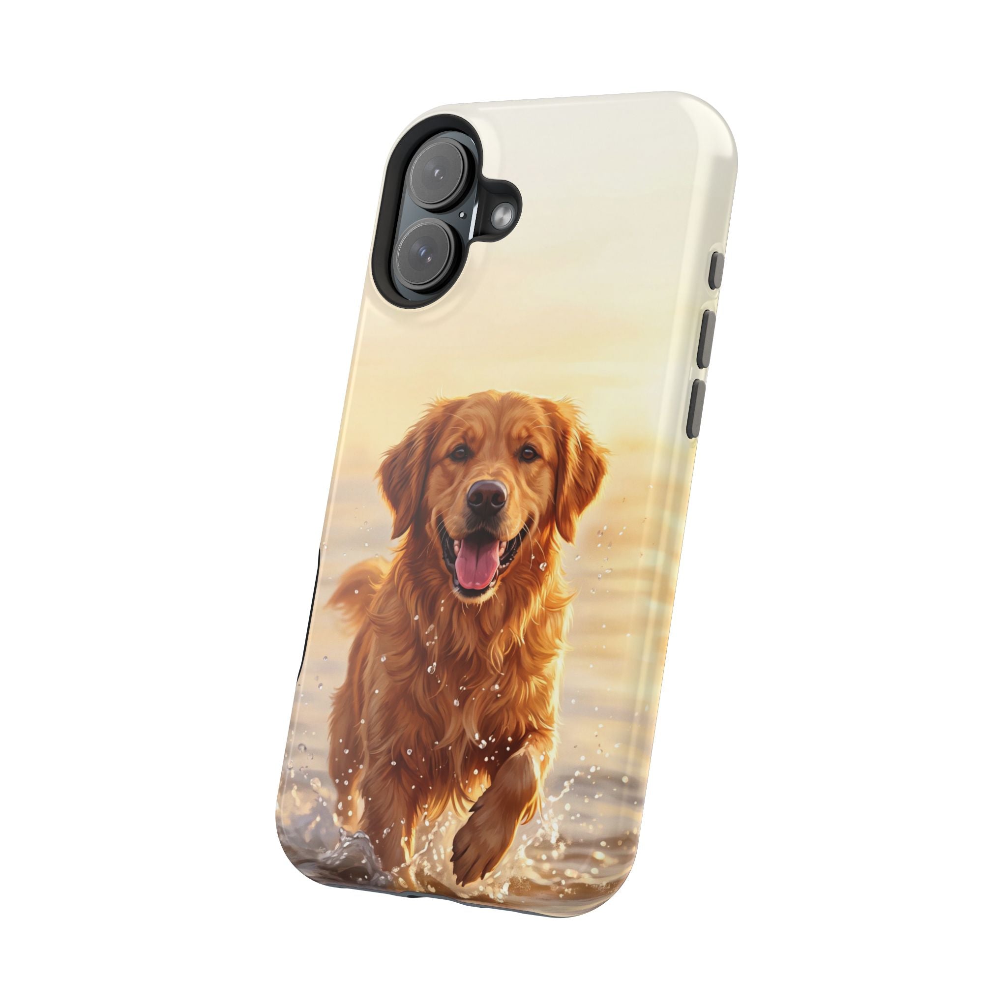 Beach Golden Retriever Phone Case — Impact-Resistant Wireless Charging Cover