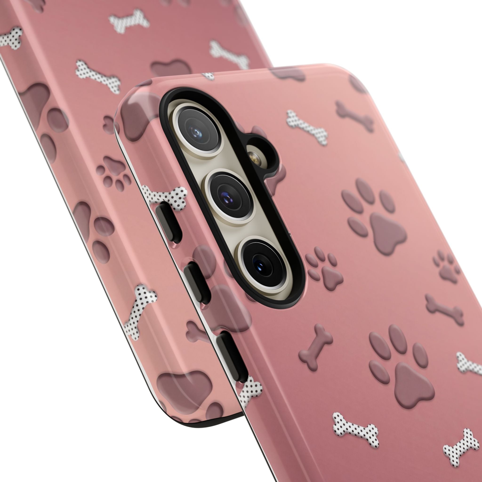 iPhone & Samsung Phone Case | Paw Print & Bone  | Dusty Rose Pattern Case for Frenchie Lovers
