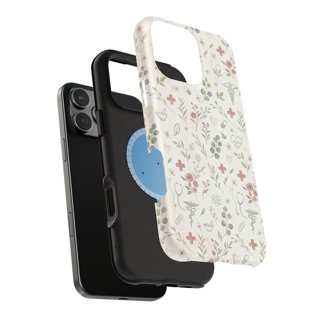 Floral Nurse Phone Case — Impact-Resistant Wireless Charging Cover