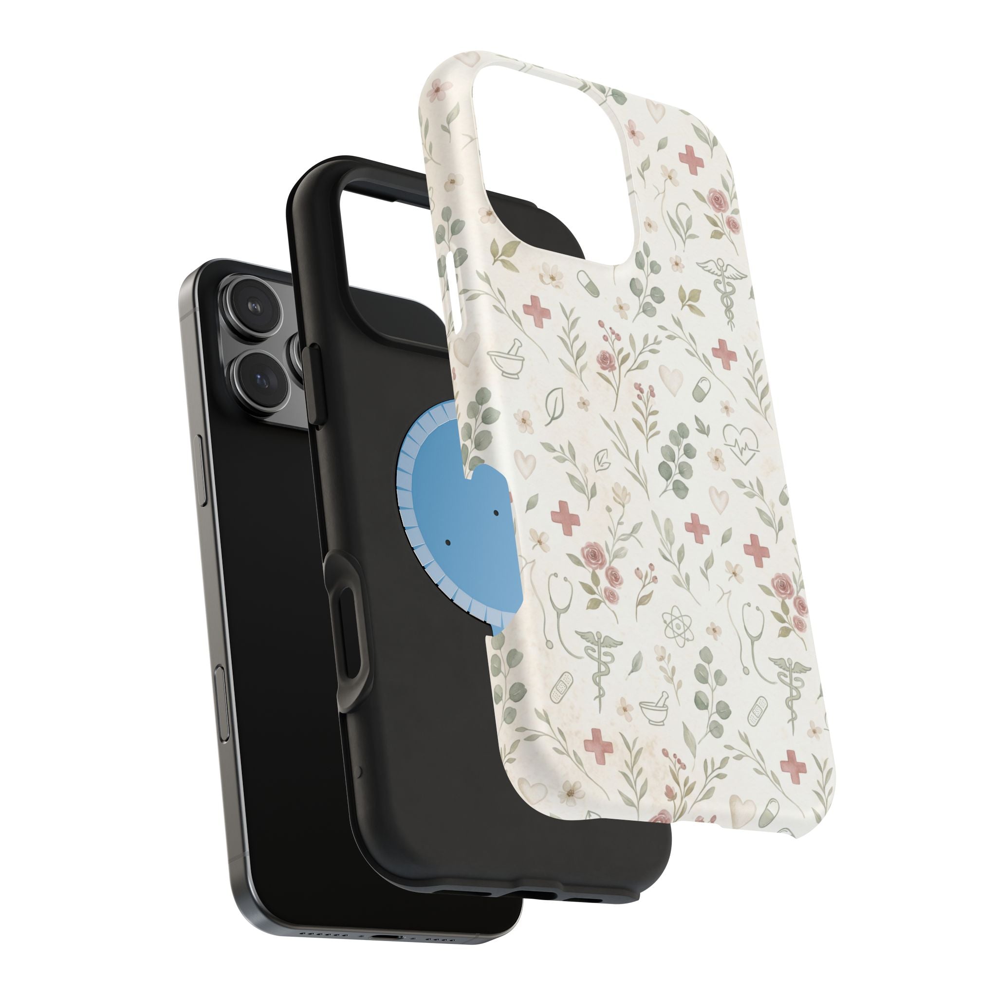 Floral Nurse Phone Case — Impact-Resistant Wireless Charging Cover
