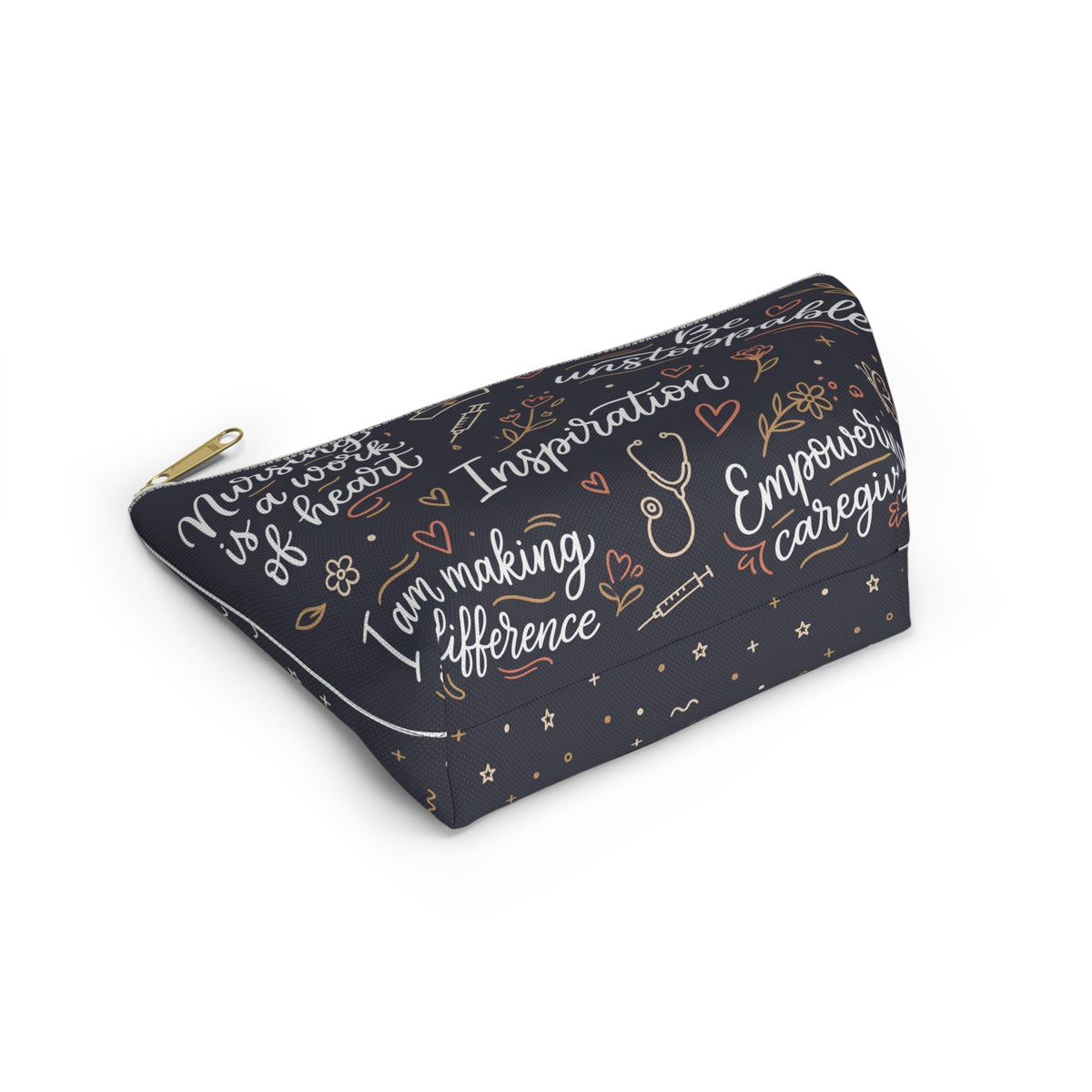 Nursing Boho Quote Accessory Pouch — T-Bottom Zipper Bag