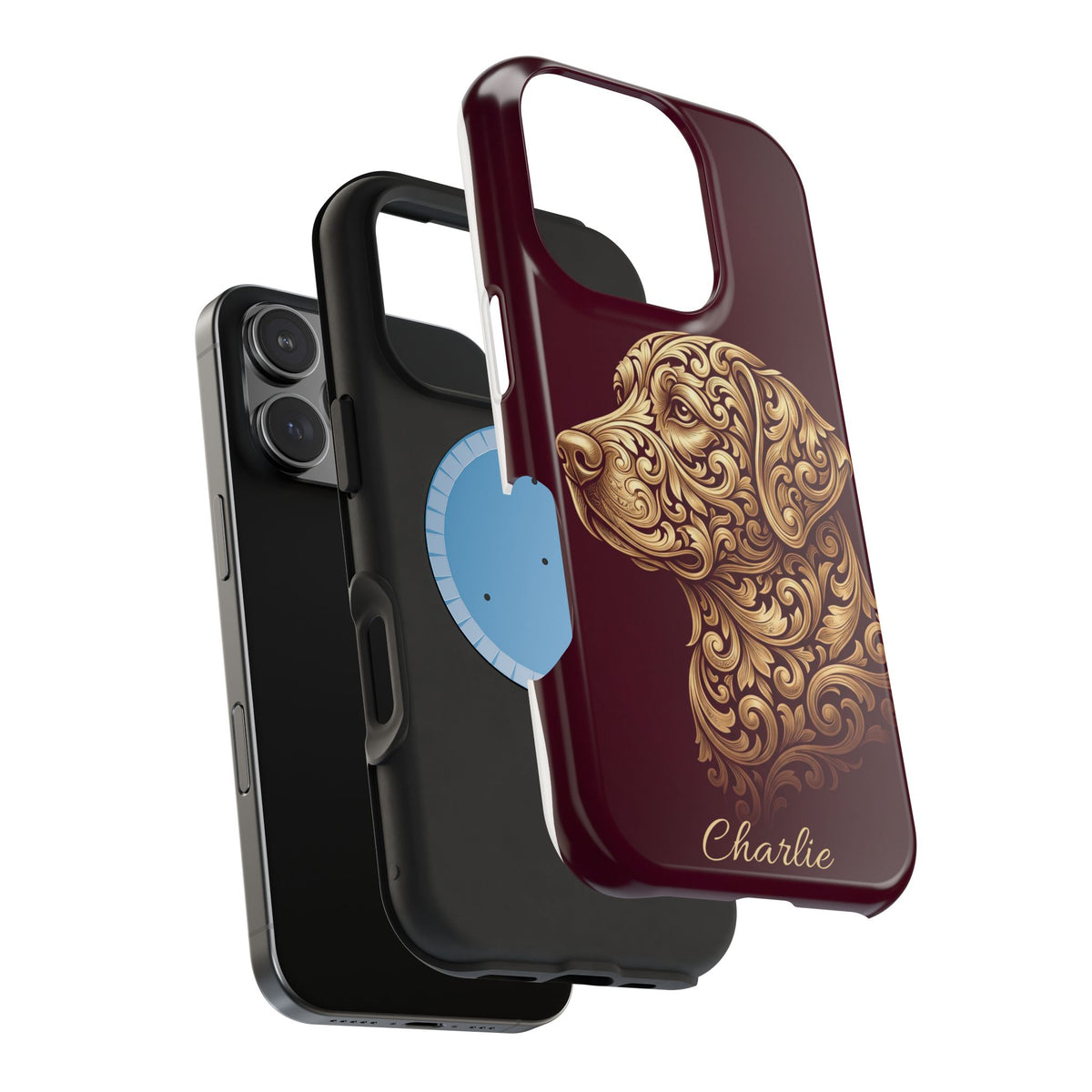 Personalized Gold Filigree Labrador Phone Case — Tough Magnetic Case with Wireless Charging