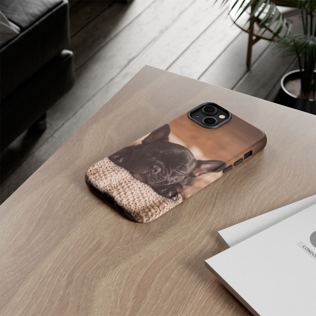 Sleeping French Bulldog Phone Case | Cozy Frenchie Resting on Blanket | iPhone & Samsung