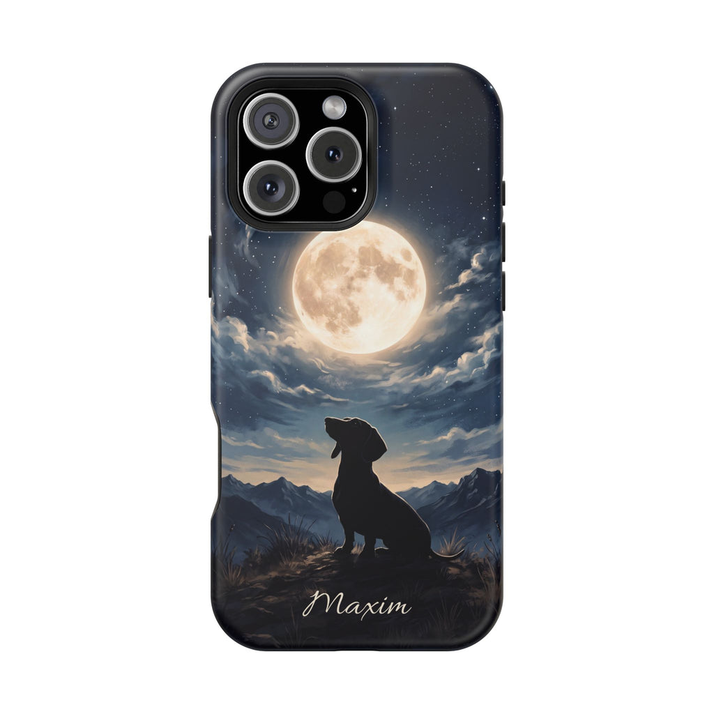 Personalized Dachshund Moonlight Phone Case — Wireless Charging Cover