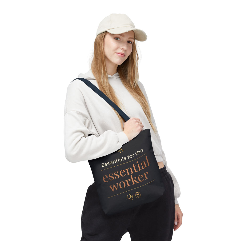 Essentials for the Essential Worker Tote | Healthcare Worker Gift Tote Bag | Nurse Doctor Appreciation Gift | Premium Polyester Carry-All