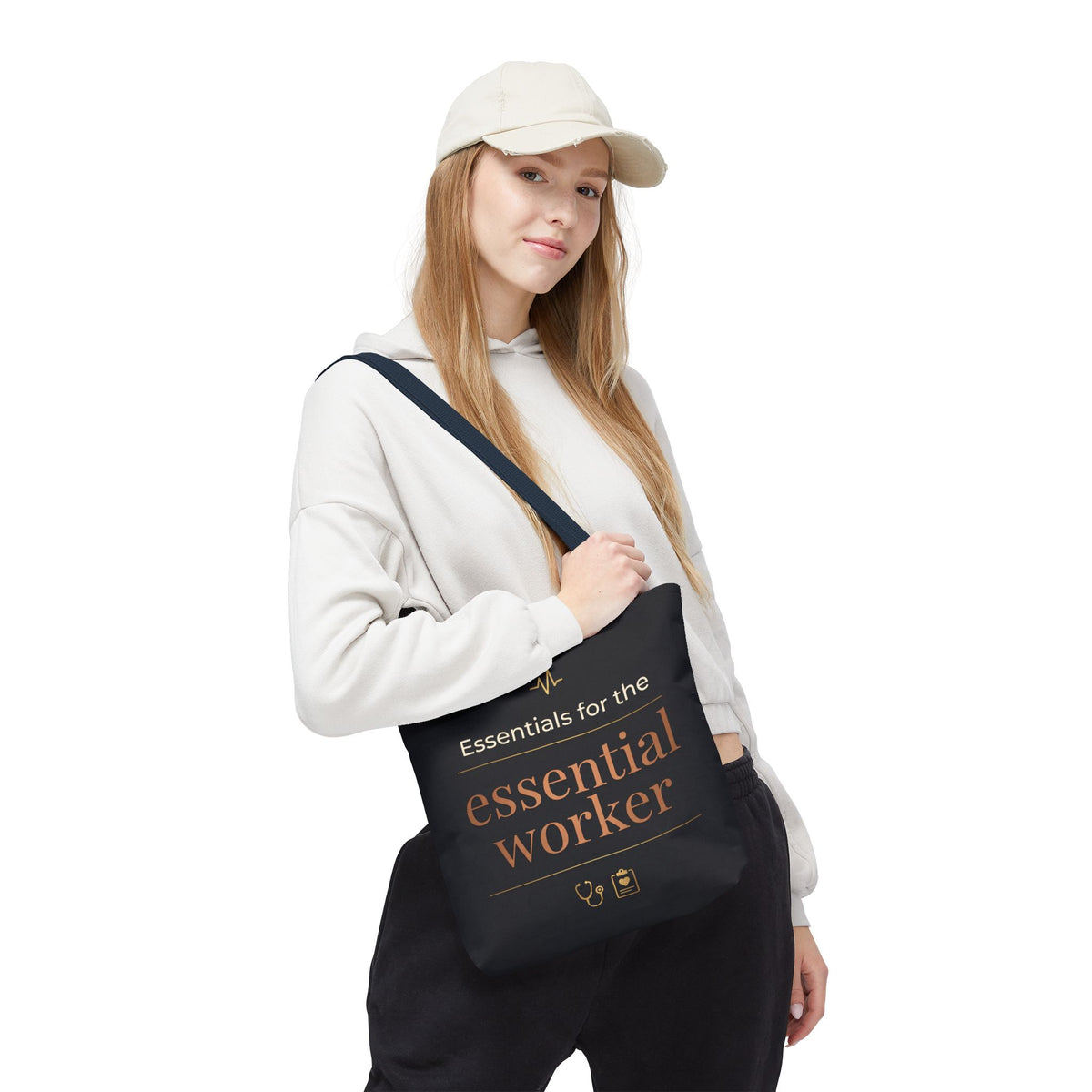 Essentials for the Essential Worker Tote | Healthcare Worker Gift Tote Bag | Nurse Doctor Appreciation Gift | Premium Polyester Carry-All