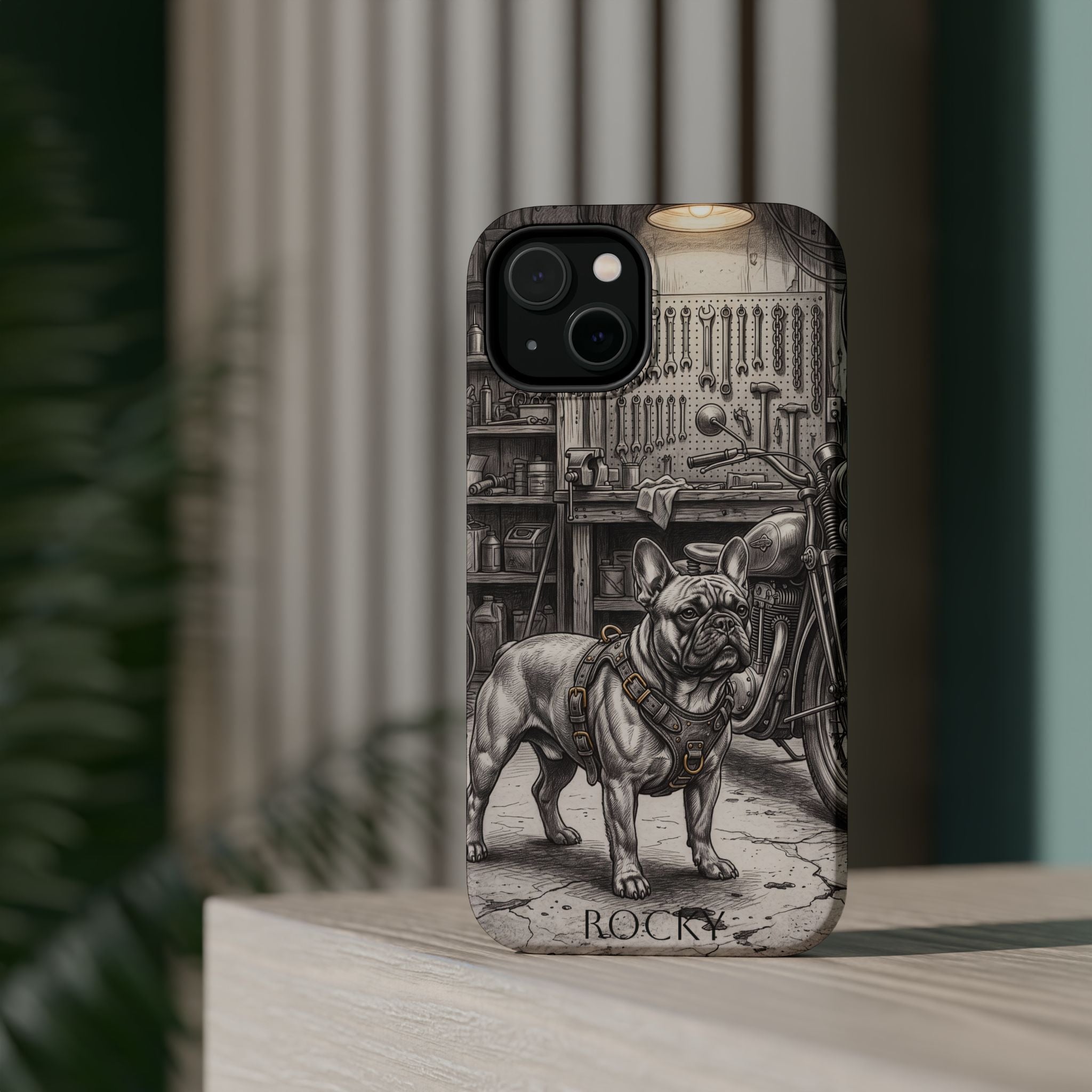 Personalized French Bulldog Vintage Street Phone Case — Wireless Charging Cover