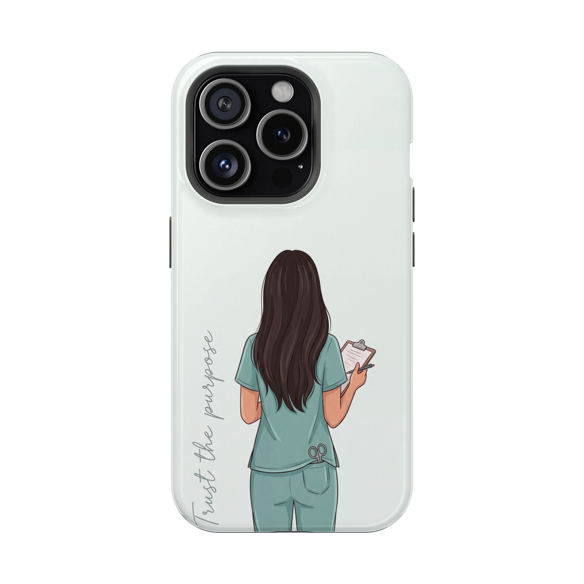 Nurse Illustration Phone Case — Impact-Resistant Wireless Charging Cover