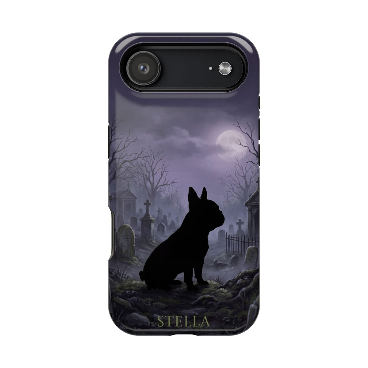 Personalized French Bulldog Moonlit Graveyard Phone Case — Wireless Charging Cover