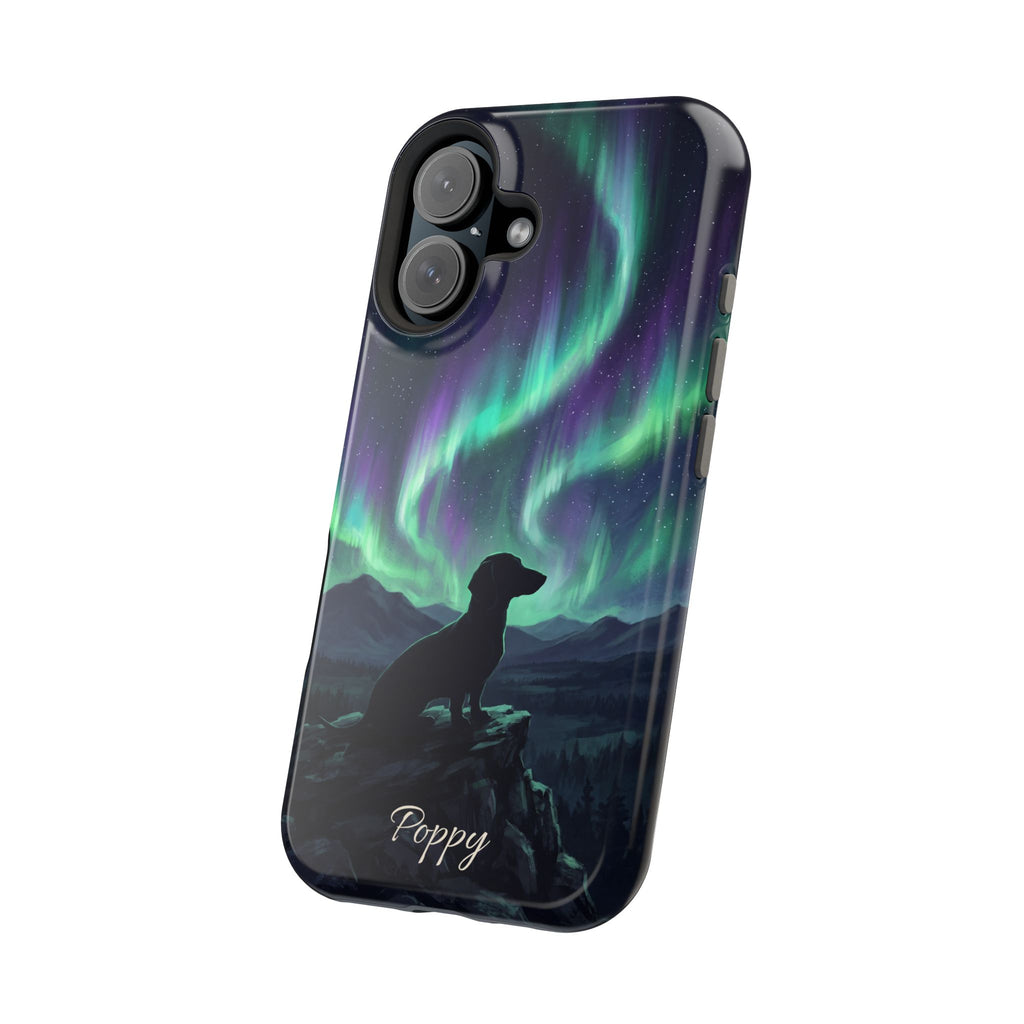 Personalized Dachshund Northern Lights Phone Case — Wireless Charging Cover