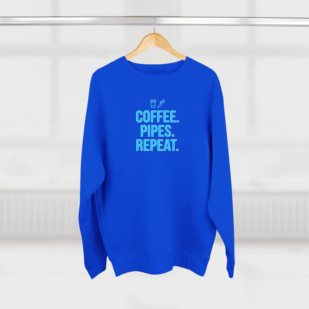 Coffee Pipes Repeat Plumber Sweatshirt | Funny Plumber Gift Crewneck