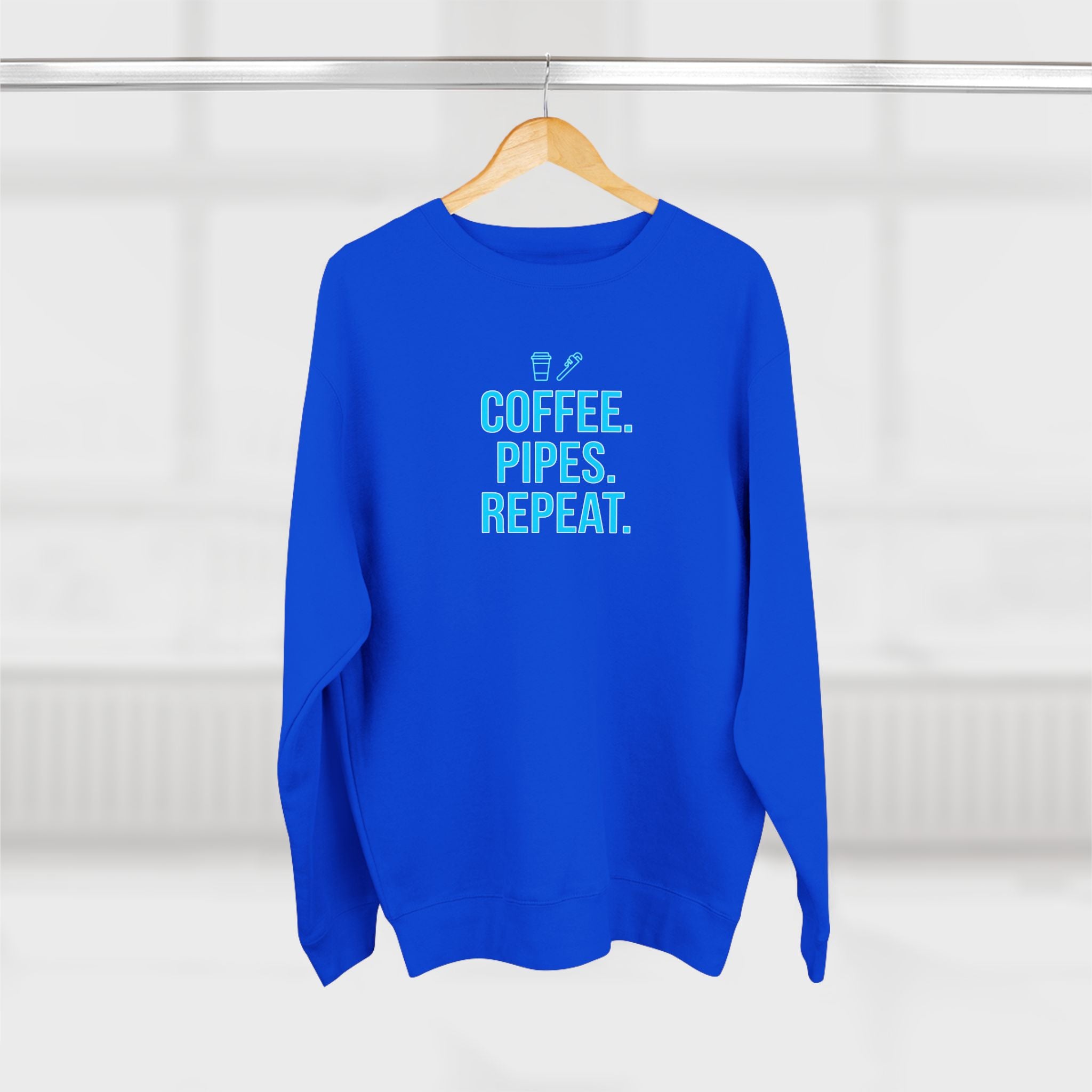 Coffee Pipes Repeat Plumber Sweatshirt | Funny Plumber Gift Crewneck