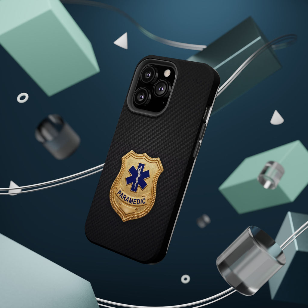 Gold Paramedic Badge Black Phone Case — Magnetic Wireless Charging Cover