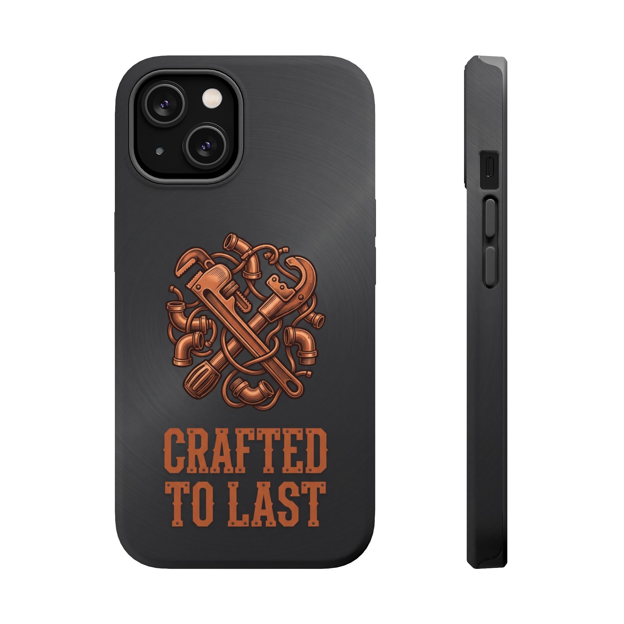 Crafted to Last Phone Case — Crossed Wrenches Wireless Charging Cover