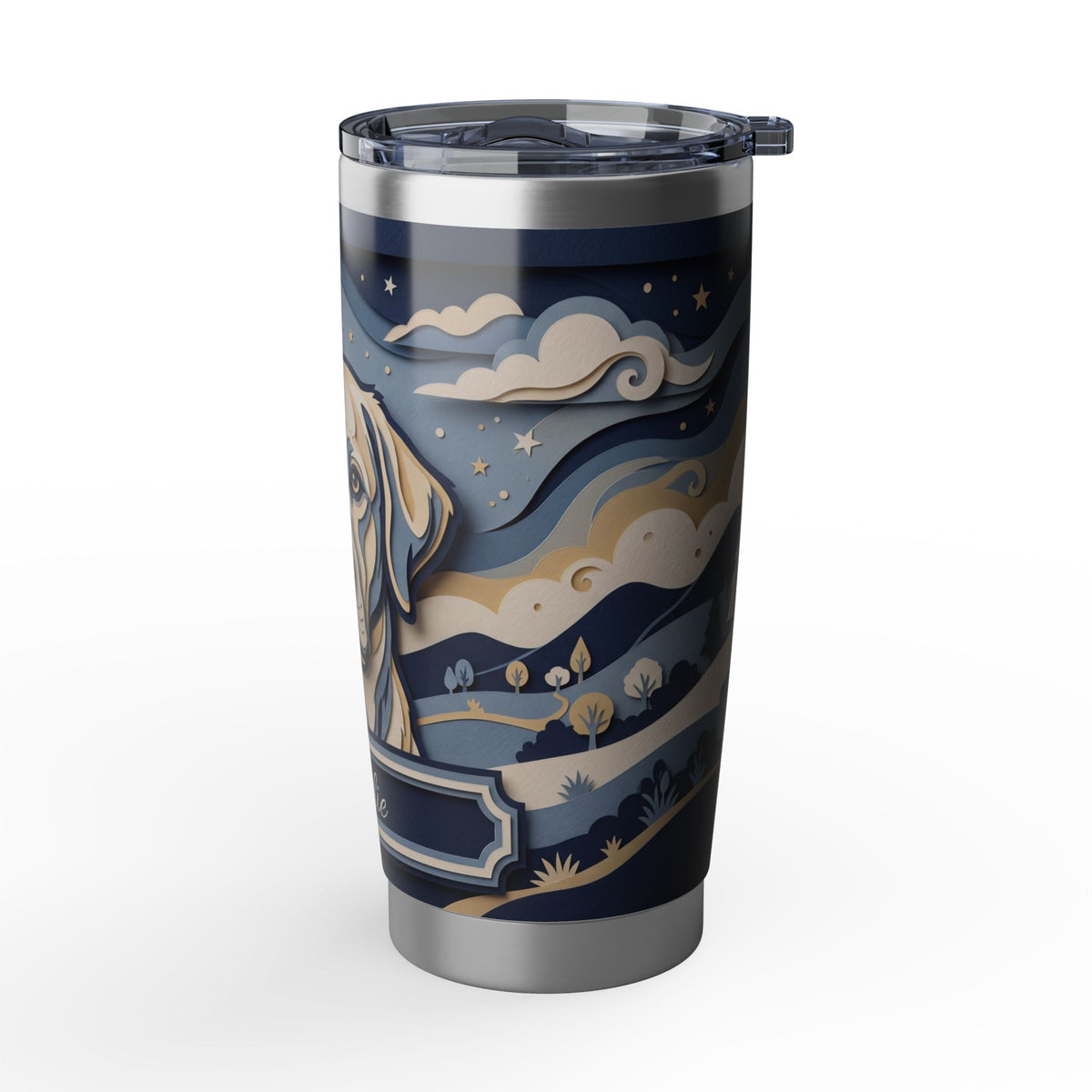 Labrador Personalized Tumbler | Layered Papercut Art — 20 oz Stainless Travel Mug