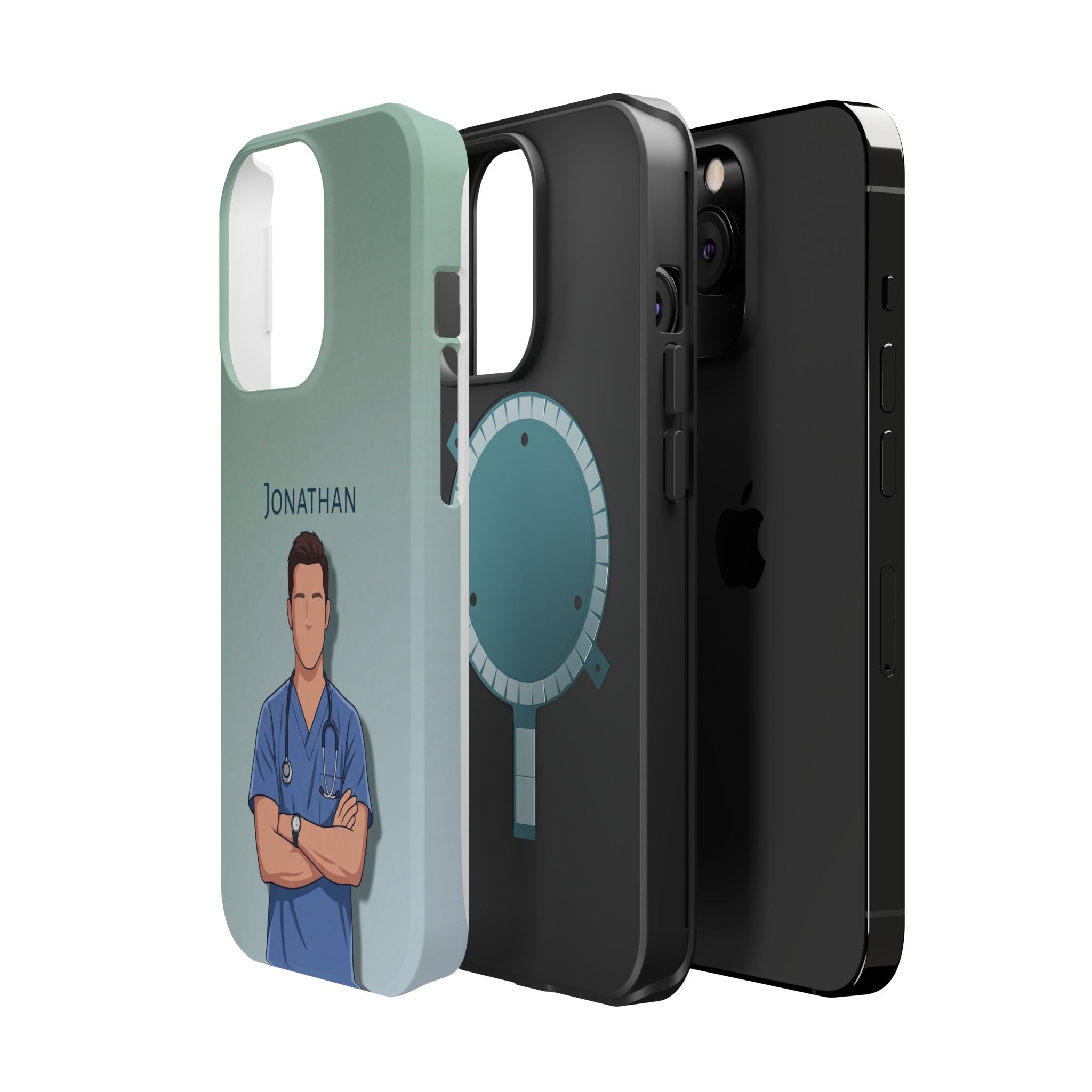 Personalized Nurse Portrait Phone Case — Impact-Resistant Wireless Charging Cover
