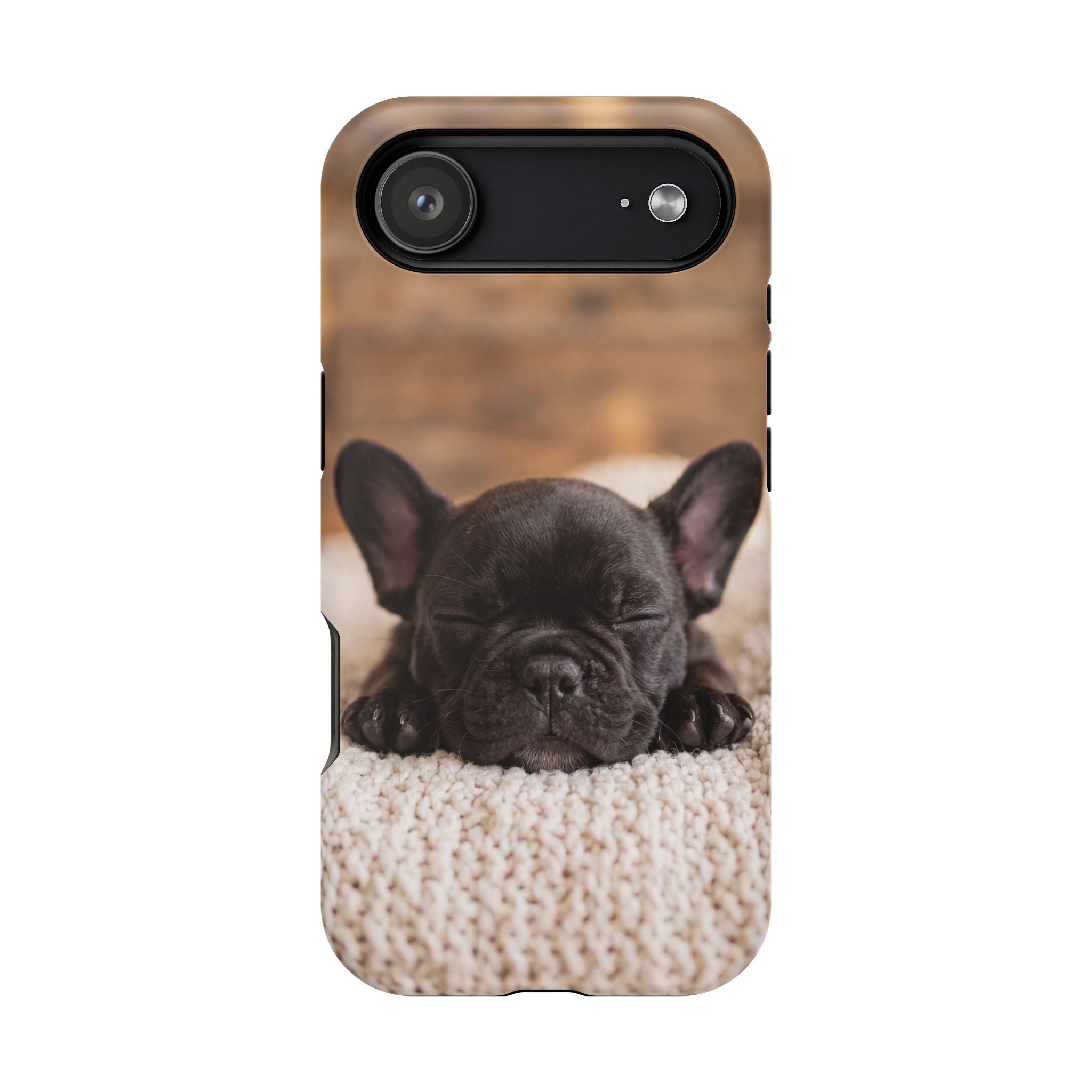 Sleepy French Bulldog Phone Case — Impact-Resistant Wireless Charging Cover