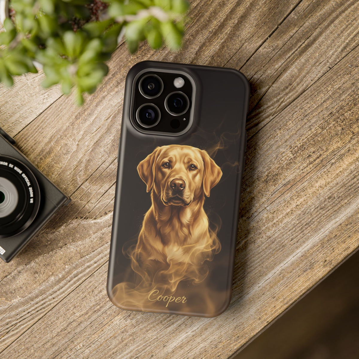 Personalized Gold Smoke Labrador Phone Case — Tough Magnetic Case with Wireless Charging