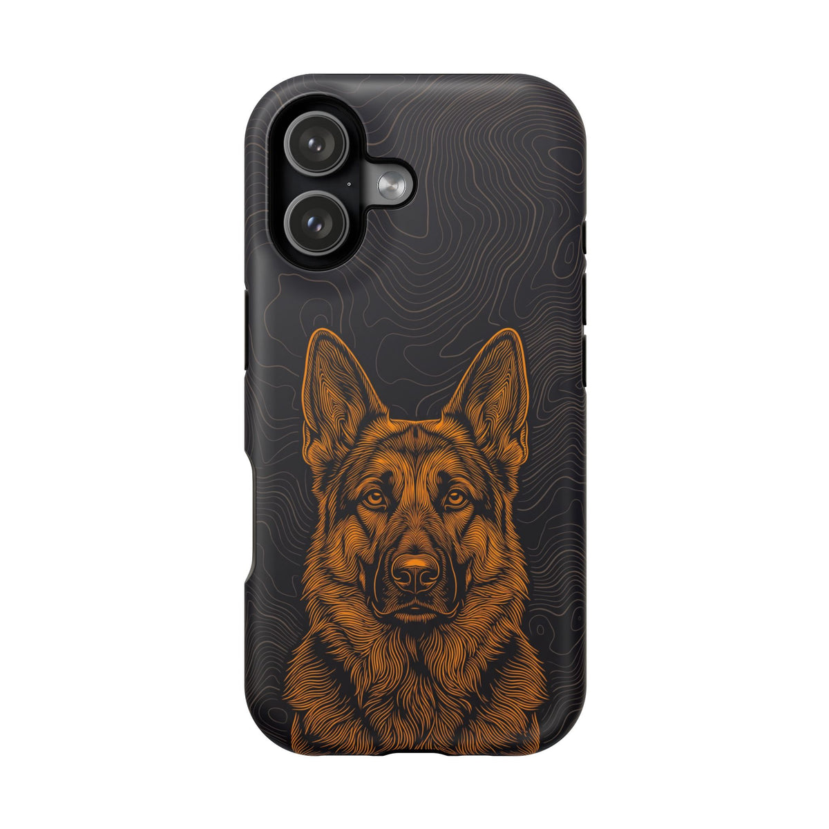 German Shepherd Phone Case | Topographic Line Art — Tough Magnetic Case with Wireless Charging