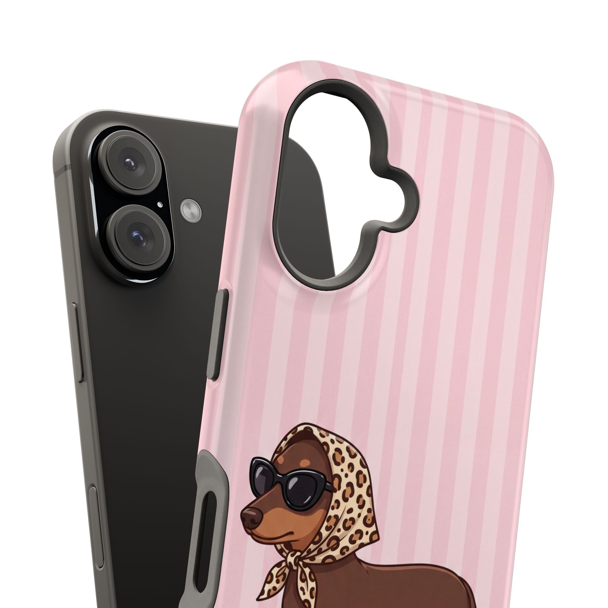 Preppy Dachshund Phone Case — Impact-Resistant Wireless Charging Cover